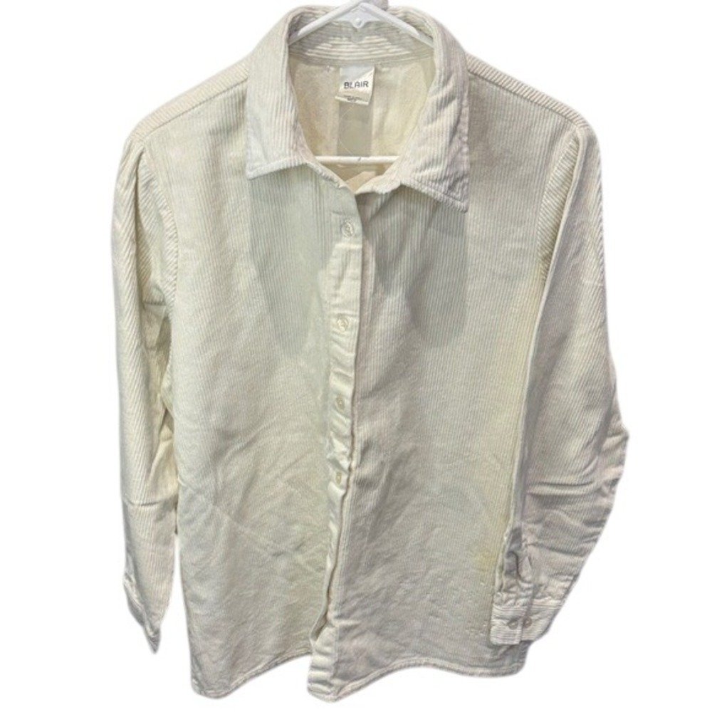 Blair Corduroy Button Down Shirt Top Cream‎ Long Sleeve Medium
